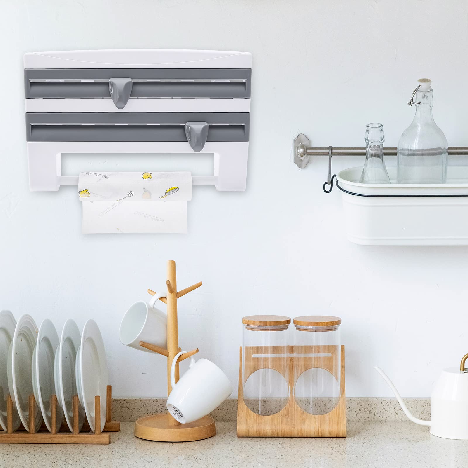 Portarotolo da parete da cucina HIPS, moderno dispenser per asciugamani da parete, 39 x 10 x 24 cm, per bagno, cucina