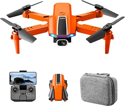 طائرة بدون طيار صغيرة GoolRC S65 مزودة بكاميرا 4K للبالغين، وطائرة بدون طيار قابلة للطي FPV Live Video، وطائرة رباعية المراوح RC مع تقلبات ثلاثية الأبعاد، ومسار طيران، وصور/فيديو إيماءات، ووضع بدون رأس وحقيبة تخزين باللون البرتقالي