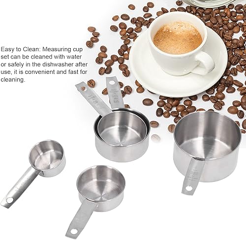 Miniatura 8 de Tazas de medición de acero inoxidable Escala clara Conveniente Metal Tazas de medición Set Alta precisión para cocina
