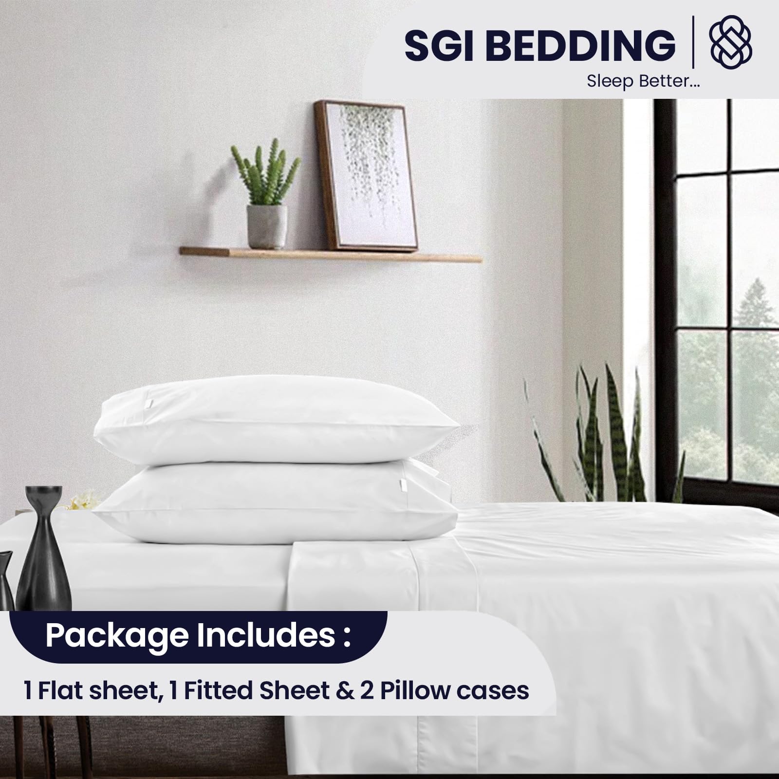 SGI bedding 600 Thread Count 4 Piece 100% Egyptian Cotton Full Size Sheets Set, 15