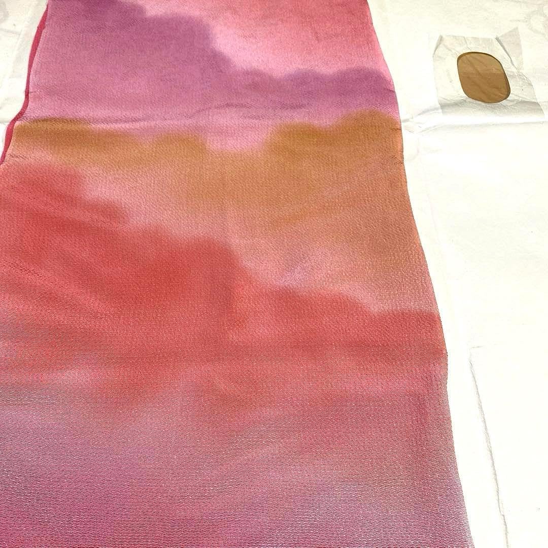 極 紅型 名古屋帯 正絹 白 紺 梅 紅葉 唐草 洒落帯 カジュアル 極 紅型