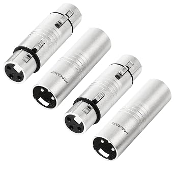 4 Pack 2 Pair XLR Adapter, XLR Male to Male Adapter & XLR Female to Female 3PIN Connector, Gender Changer Adapter for Mixer, Microphone, Power Amplifier,Silver