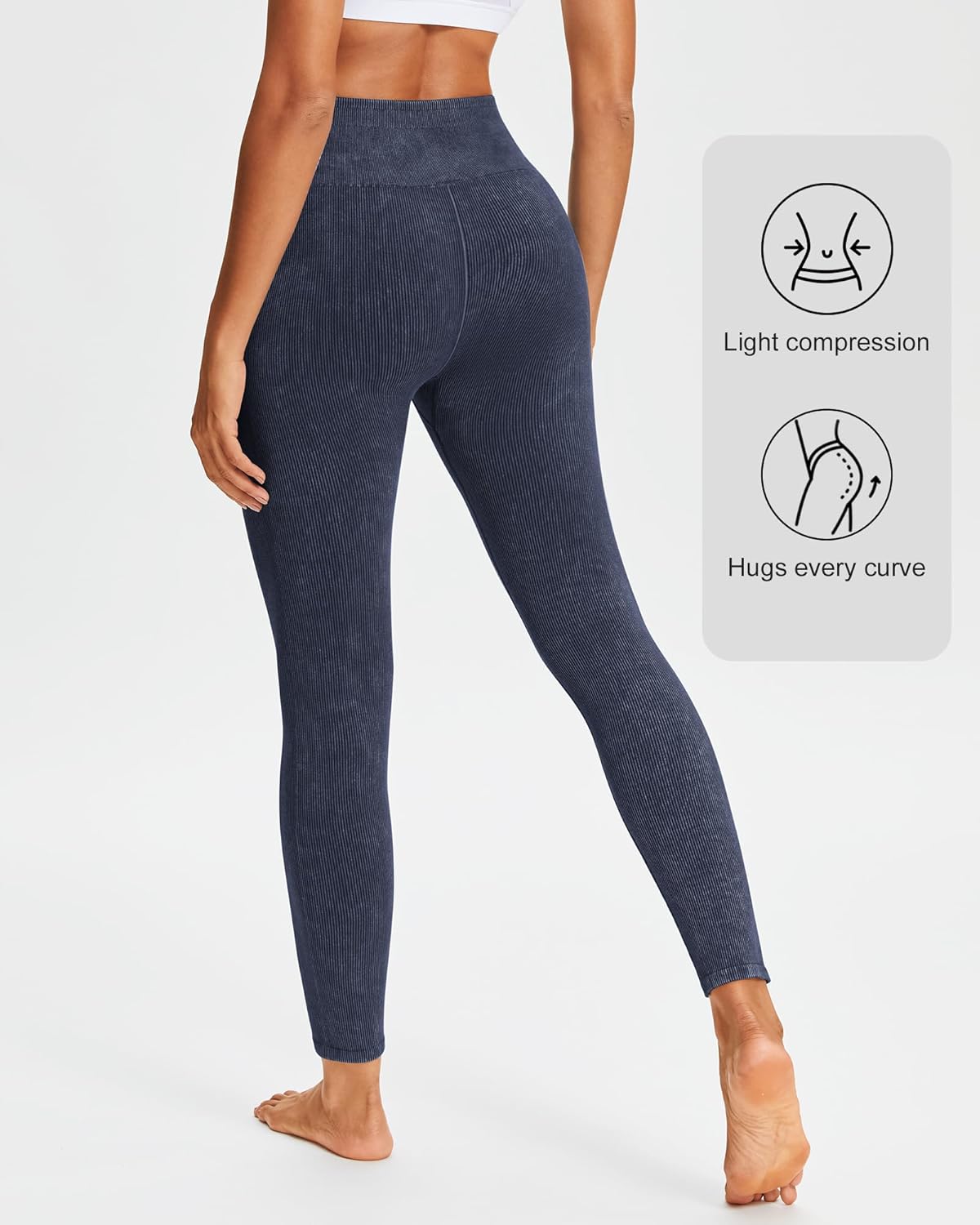 Stelle Workout Ribbed Seamless Leggings for Women High Waist Tummy Control Gym Leggings Athletic Yoga Pants - Image 5