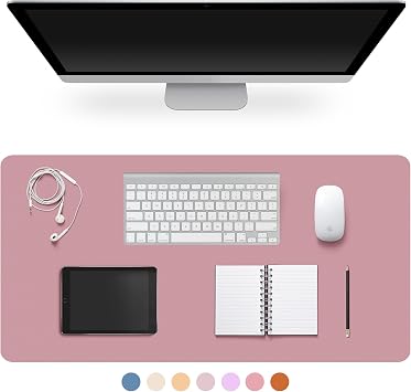 Leather Desk Pad Protector,Non-Slip Desk PadPurple Pink, 23.6" x 13.7" | on-Slip PU Leather Large Mouse Pad,Easy Clean Desk Protecor Mat,Writing Pad for Office Work/Home/Decor