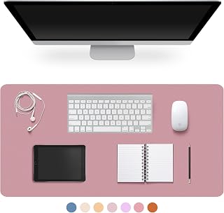 Leather Desk Pad Protector,Non-Slip Desk Pad(Purple Pink, 35.4" x 17")