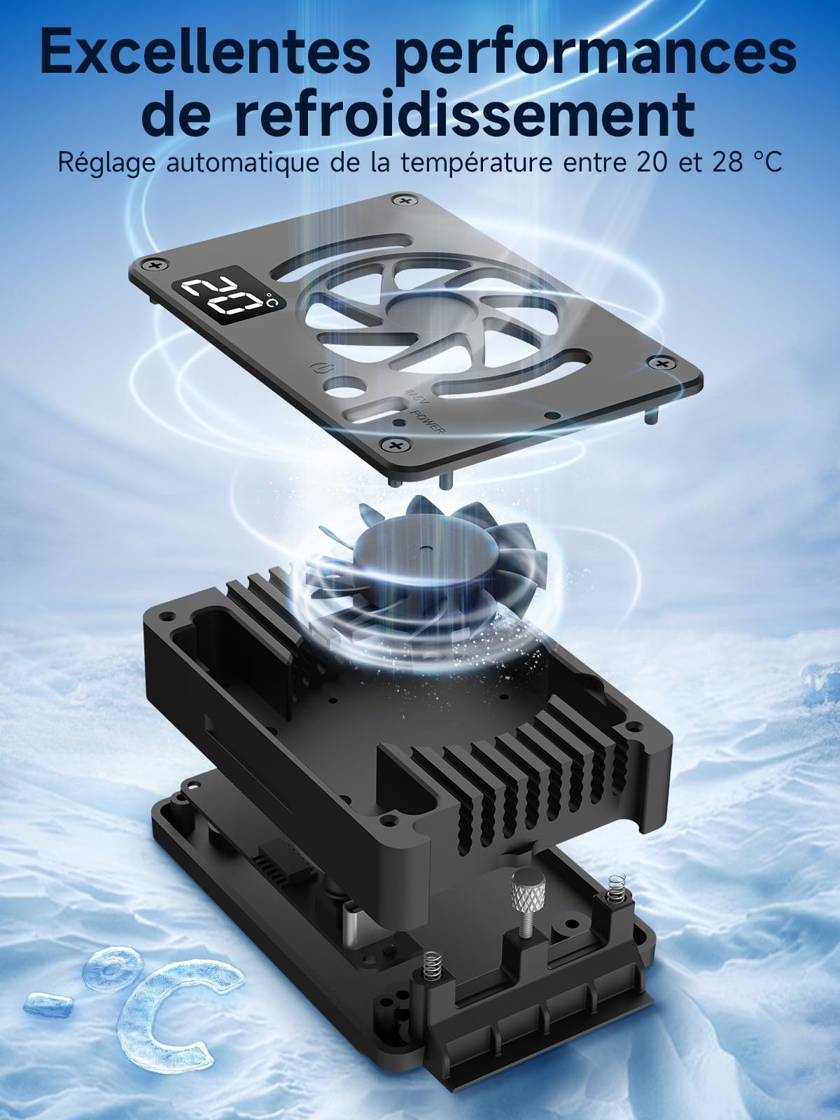 Moman FS10 Ventilateur de Refroidissement Caméra – Refroidisseur à Semi-conducteurs USB-C avec Écran, pour Vidéo 4K, Compatible A7M4/ZV-E1/A6700/FX3/R6/X-T4