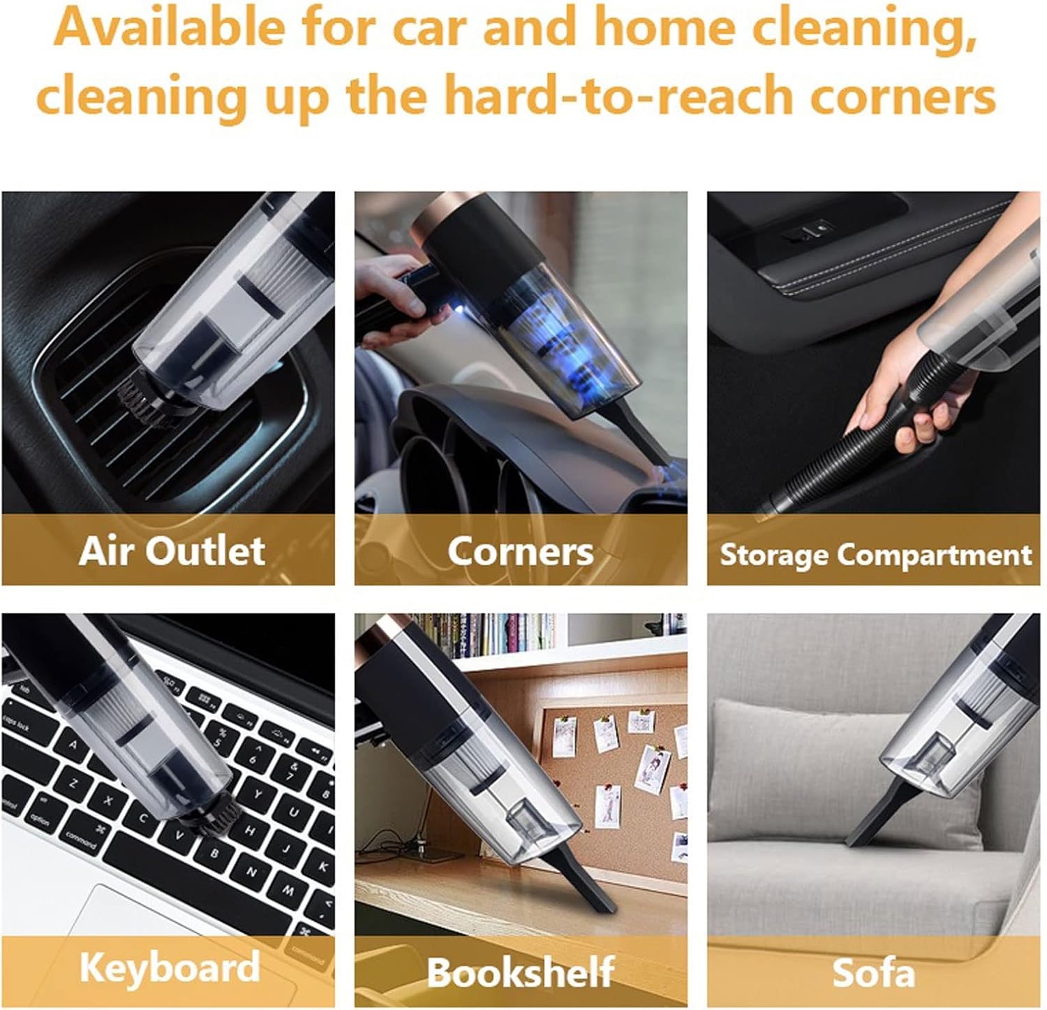 Hard Floor Vacuum Car Vacuum Cleaner Handheld Mini Vacuum Portable car Cleaning Tools auto Vacuum Cleaner for car Home (Color : Black)
