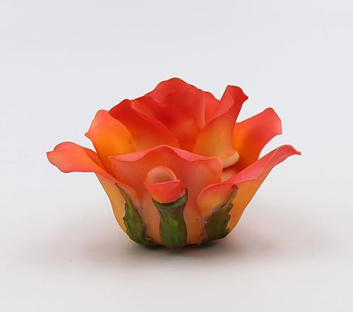 Miniatura 4 de Figura de tetera fina de porcelana con salmón naranja y rosa, 4 pulgadas de largo