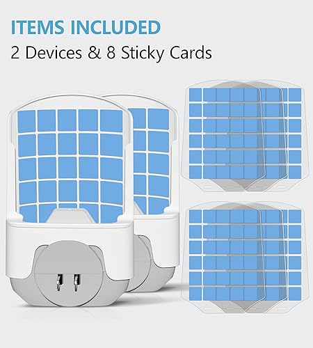 Miniatura 9 de Trampa de insectos voladora para interiores, trampa de luz para moscas de la fruta, mosquitos, polillas y moscas domésticas, 2 dispositivos + 8