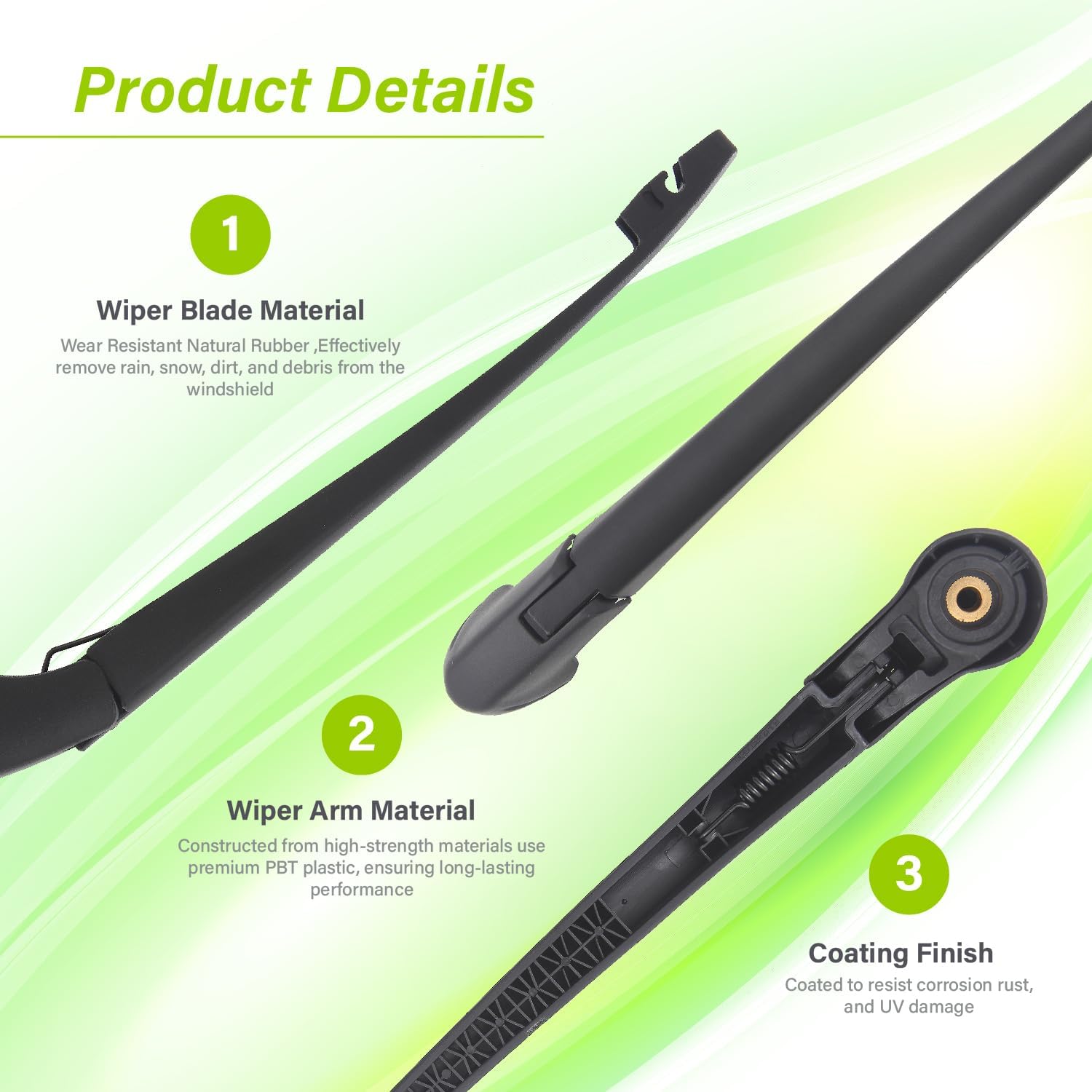 LKK Rear Windshield Wiper Arm Blade Assembly Kit Compatible with Honda Pilot 2009-2015 All Models Rear Wiper Set