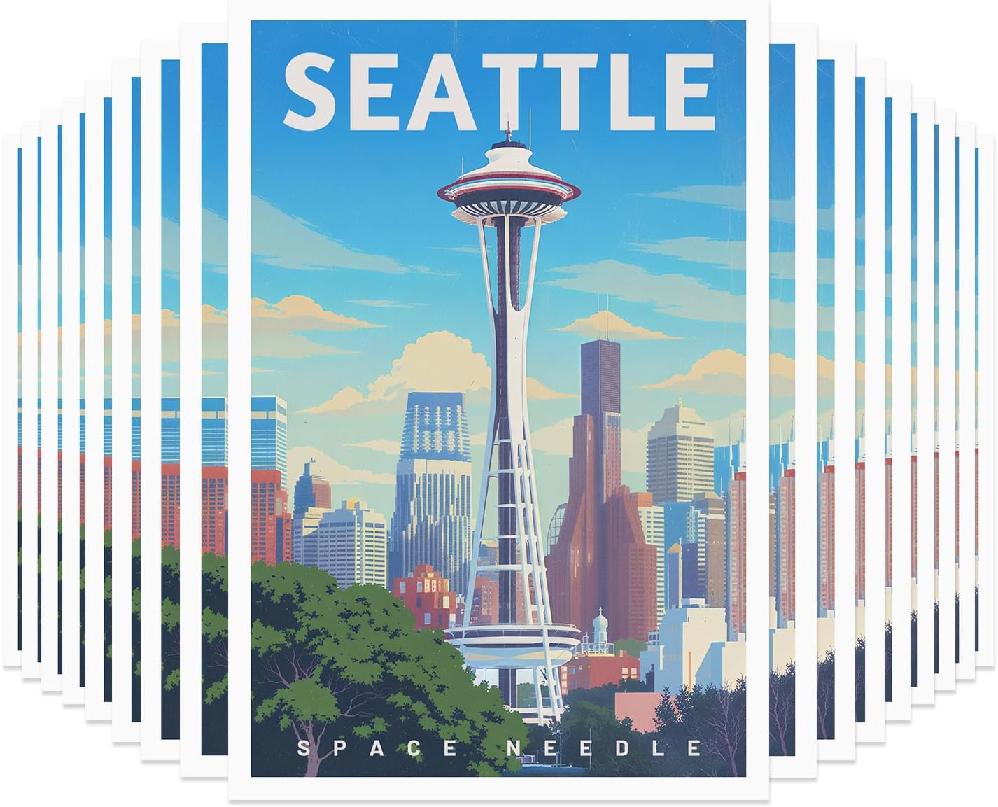 xtvinvm Vintage Travel Postcards Set, 20 Count (Seattle – Space Needle)