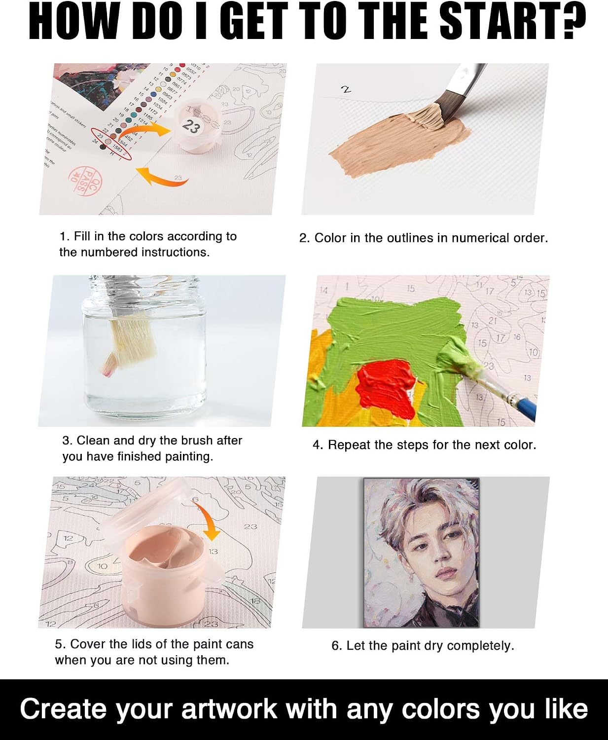 BDYLYS Paint by Numbers Kit for Adults with Paints & Brushes, 16x20 Inch Non-Woven Unframed Canvas, DIY Modern Portrait Art for Beginners, Ideal for Home Wall Decor & Gifts