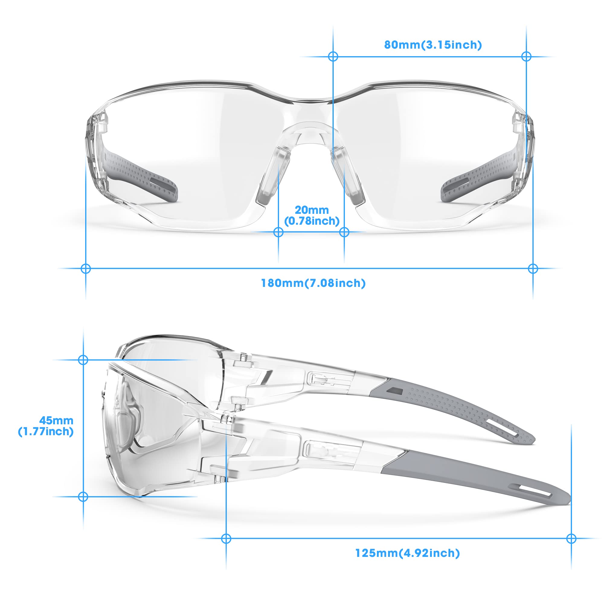 DILANCO Transparente Schutzbrille, verstellbare Rahmen mit rutschfesten Griffen und komplettem UV-Schutz für Damen und Herren