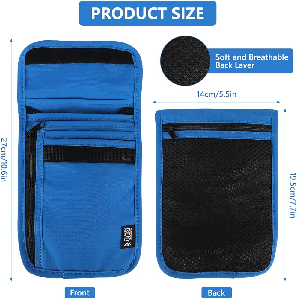 Portadocumenti Da Collo Con Protezione RFID - Borsello Viaggio Per Passaporto E Carte - Foto 10