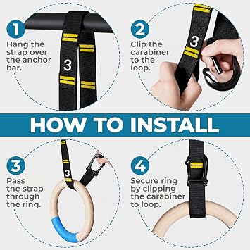 Wooden Gymnastic Rings with Adjustable Straps for Home Workouts