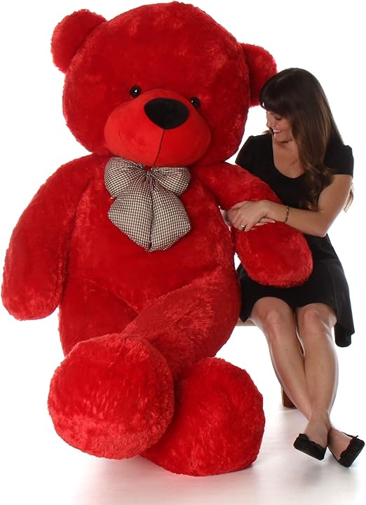 Amazon Com Giant Teddy Brand 6 Foot Life Size Ruby Red Big Plush Teddy Bear Bitsy Cuddles Toys Games