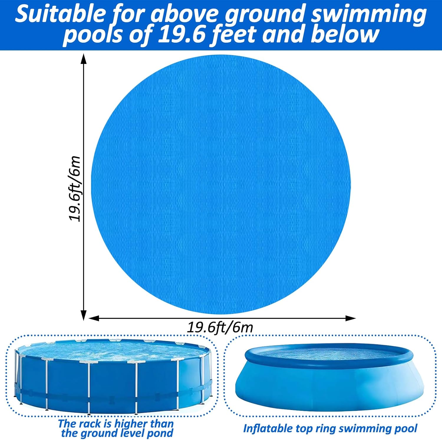 19.7Ft Round Pool Ground Cloths Swimming Pool Ground Cloth,Round Pool Liner Pad for 18ft Above Ground Swimming Pool,Heavy Duty Pool Ground Mat Protector to Prevent Puncture Pool Ground Tarp