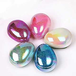 فرشاة شعر مضادة للكهرباء الساكنة، تصميم على شكل بيضة، لامعة، لون عشوائي