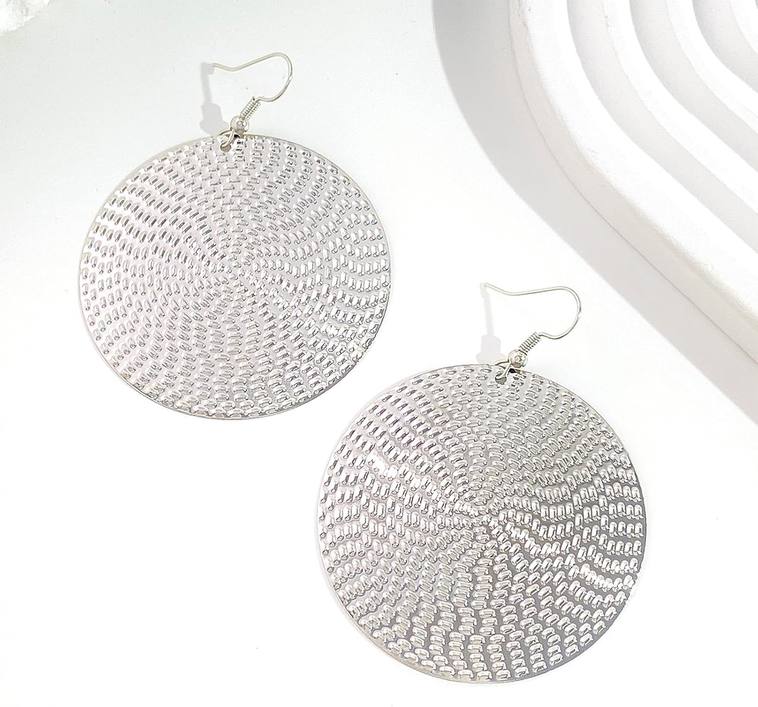 Boho Disc Earrings for Women Trendy Large Gold Circle Coin Earrings Hammered Rough Round Dangle Earrings Vintage Gold Jewelry - Image 5