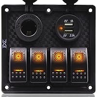 Vista 9 de Panel FXC impermeable, con ranura de doble puerto USB, fusibles de 4.2 A, visualización digital de voltaje, toma de encendedor y 4, 6 u 8 tipos