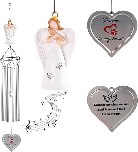 Angel Pet - Carillón de viento conmemorativo para perros, campanillas de viento conmemorativas de 28 pulgadas con 6 tubos, regalo conmemorativo para