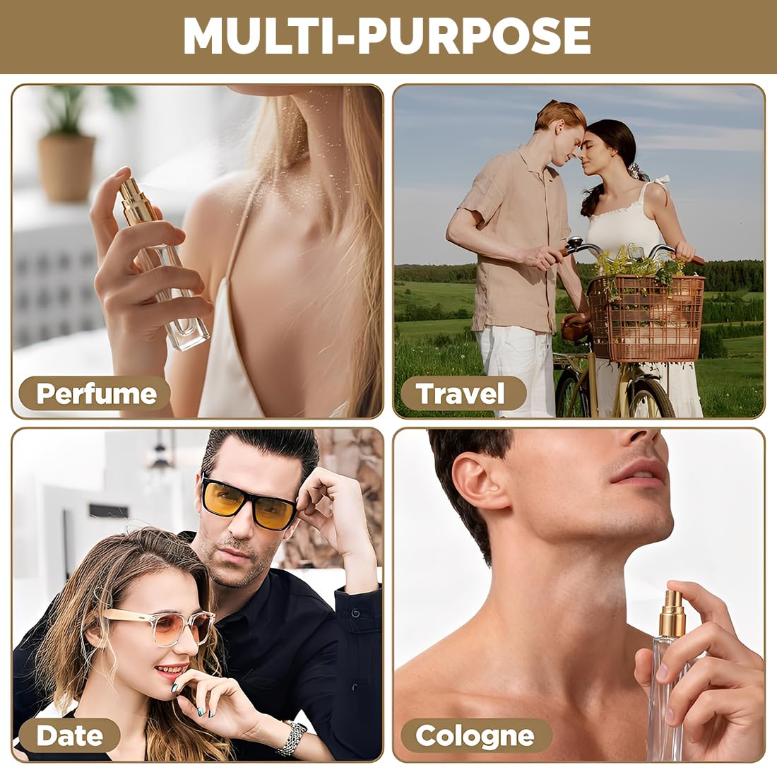 4 szt. Podróżny uchwyt na perfumy, pojemnik na perfumy, wielokrotnego napełniania podróżny pojemnik na perfumy, przenośna mini butelka z rozpylaczem 10 ml