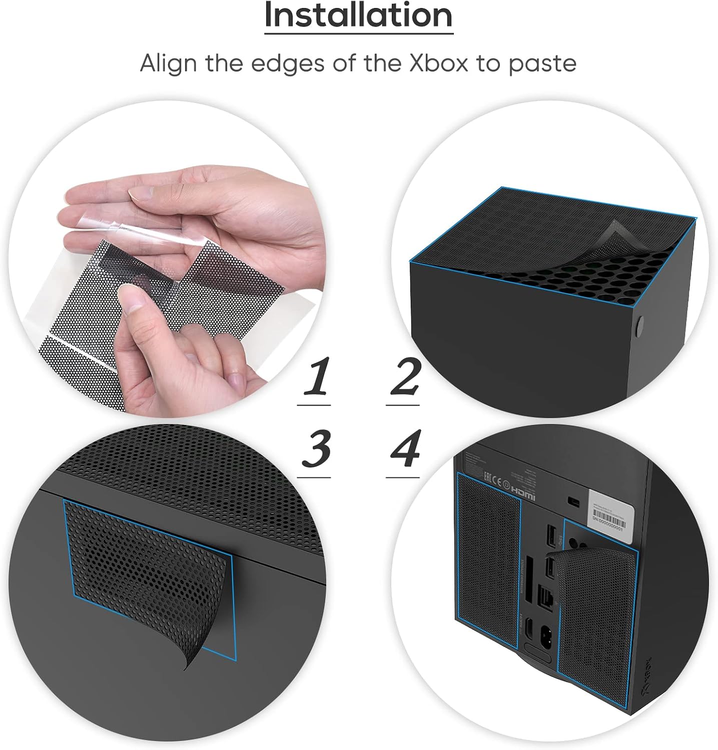 Dust Cover for Xbox Series X, Dust Filter Cover Mesh Cooler Filter Dust-Proof Cover for Xbox Series X Console Accessories with 4 Thump Grip Caps- 2 Pack