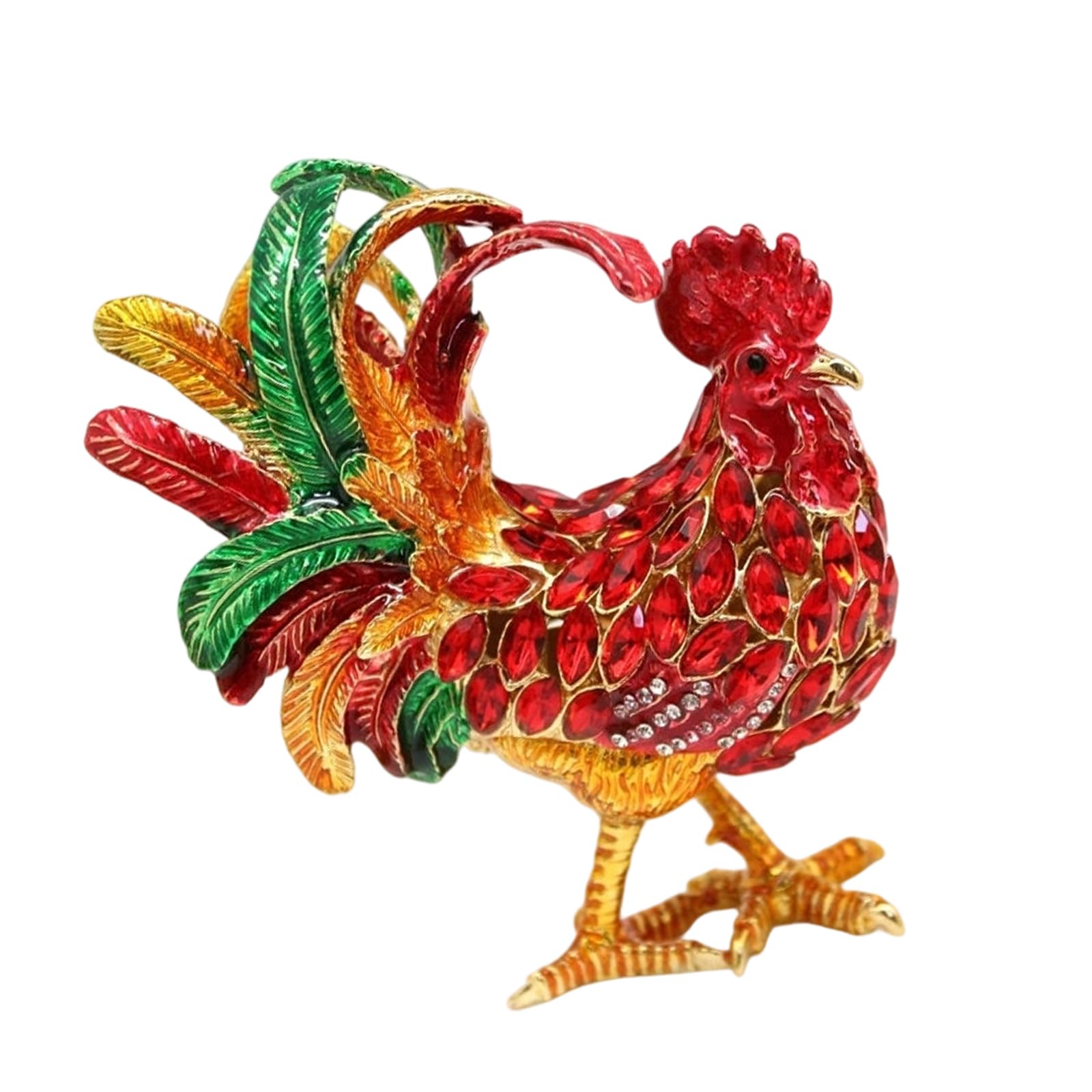 Rooster Decor Trinket Box, Alloy Jewelry Holder with Jewel Look Finish for Dresser Top Organization and Display Rooster Trinket Box Jewelry Holder Tabletop Organizer Small Storage Dresser Decor Vanity