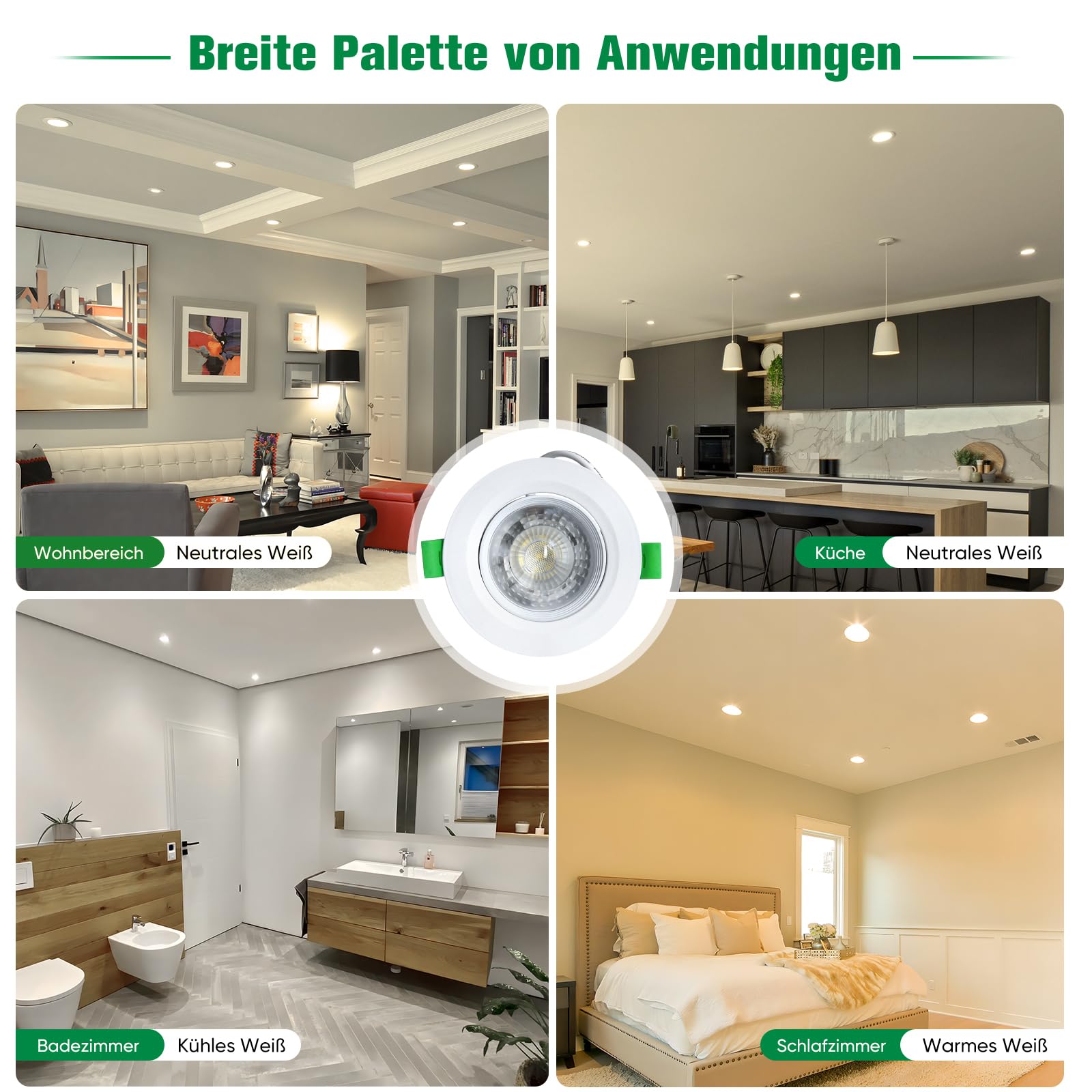 Shine Decor LED Einbaustrahler,Neutralweiß 4000K Dimmbar,Led Spot Deckenstrahler,LED Einbauleuchten Für Schlafzimmer Badezimmer Küche,10er Set