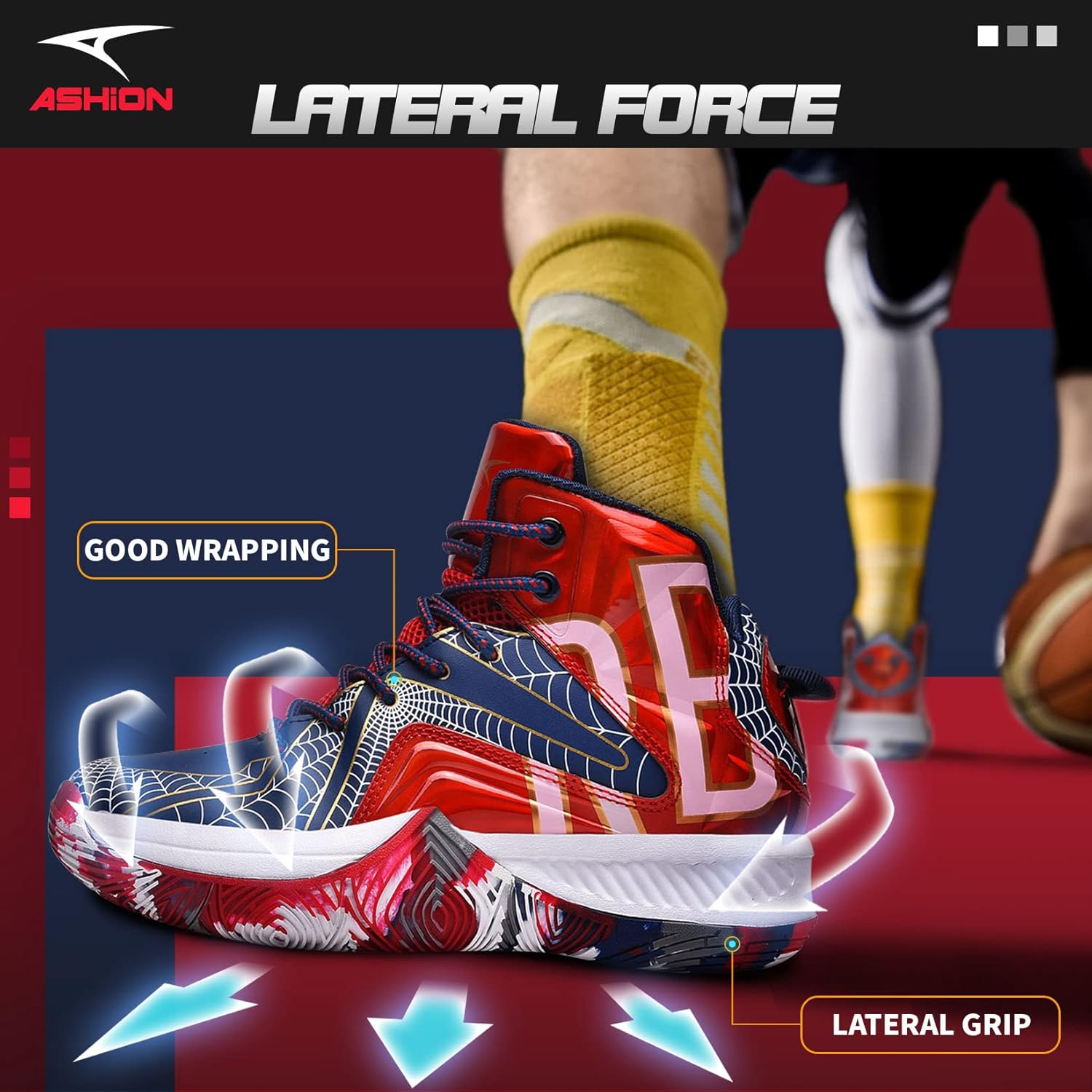 ASHION Unisex Kids Basketball Shoes Air Boys Girls High Top Sneakers Breathable Outdoor Cushioning Athletic Shoes