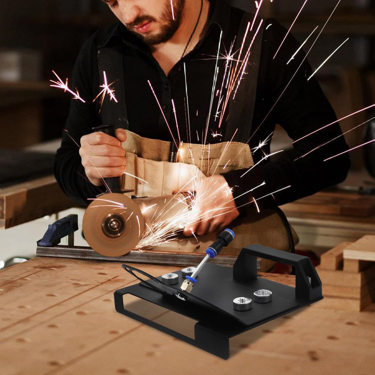 GANAZONO 45degree Upgraded Angle Grinder Stand for Tile Chamfer Cutting Stand Holder Dust Removal