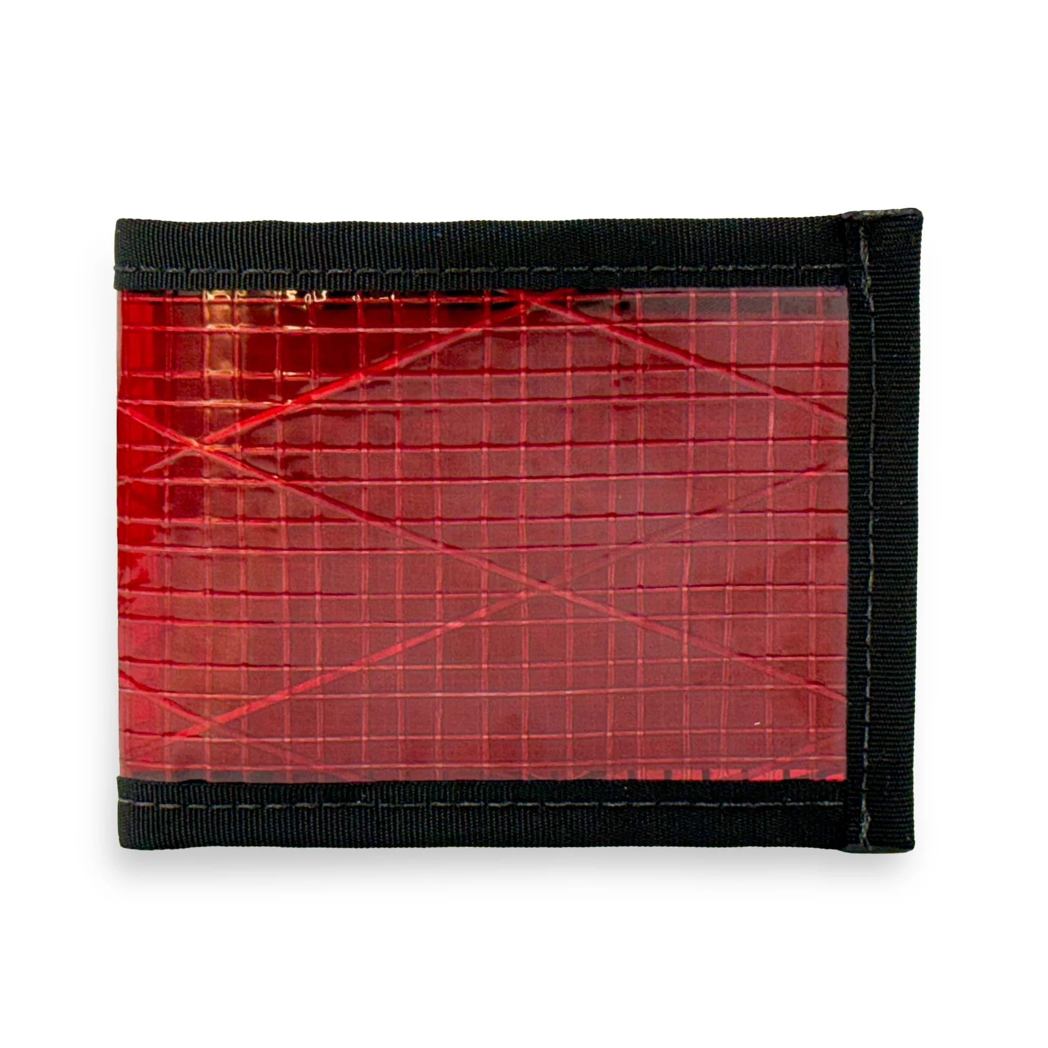 Flowfold Vanguard Recycled Sailcloth Bifold Wallet | Slim and Durable with Cash pocket, Two Hidden Card Pockets and Two ID Windows | Holds 10-12 Cards | Minimalist Wallet Made in USA | Red Sailcloth