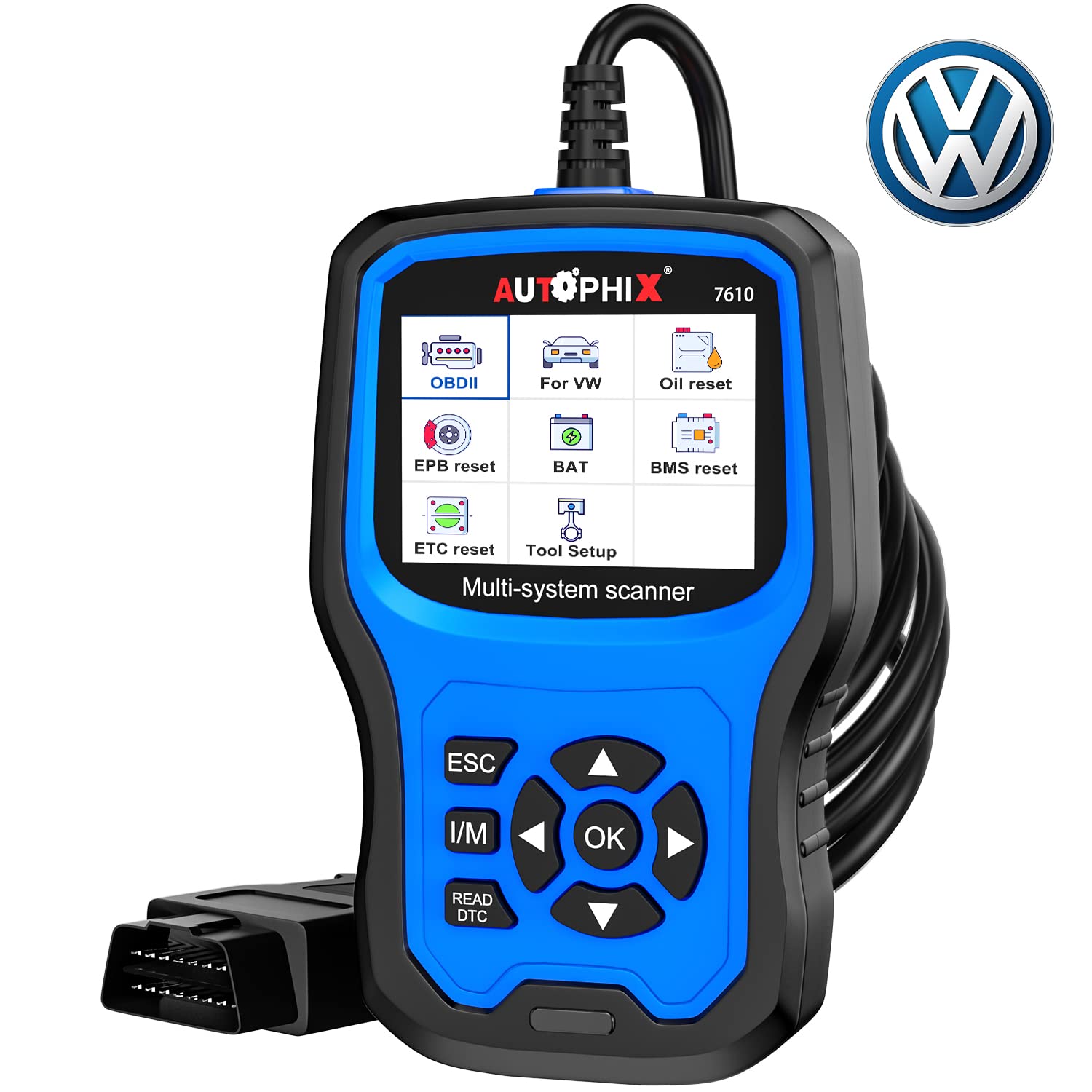 Car Code Reader for VW Audi Skoda Seat All Series, Enhanced AP7610 Full