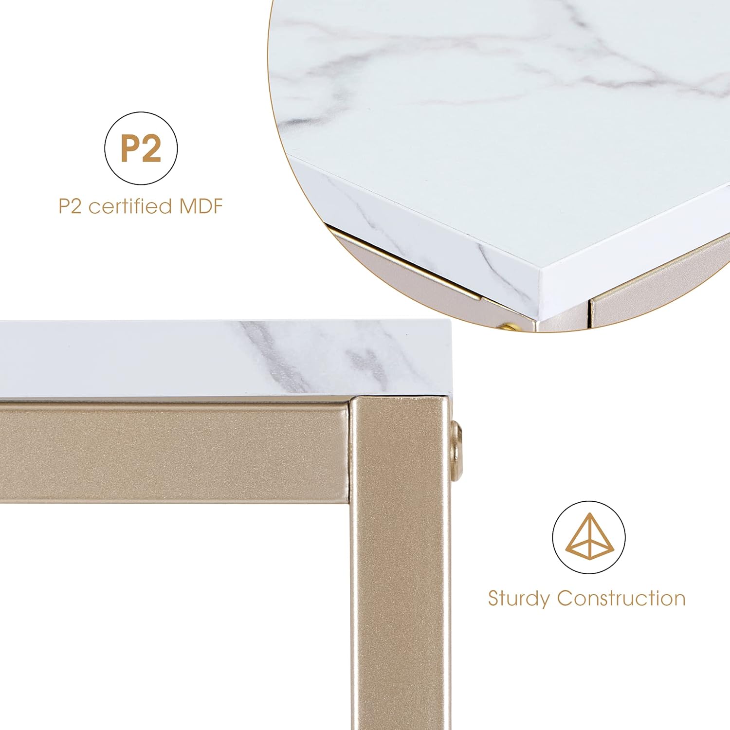 Ivinta 3-Tier Console Table with Storage, White Entryway Table with Shelves, Gold Small Table Sofa Tables for Living Room, Hallway,Narrow Accent Table Buffet Table with Faux Marble Veneer : Home & Kitchen
