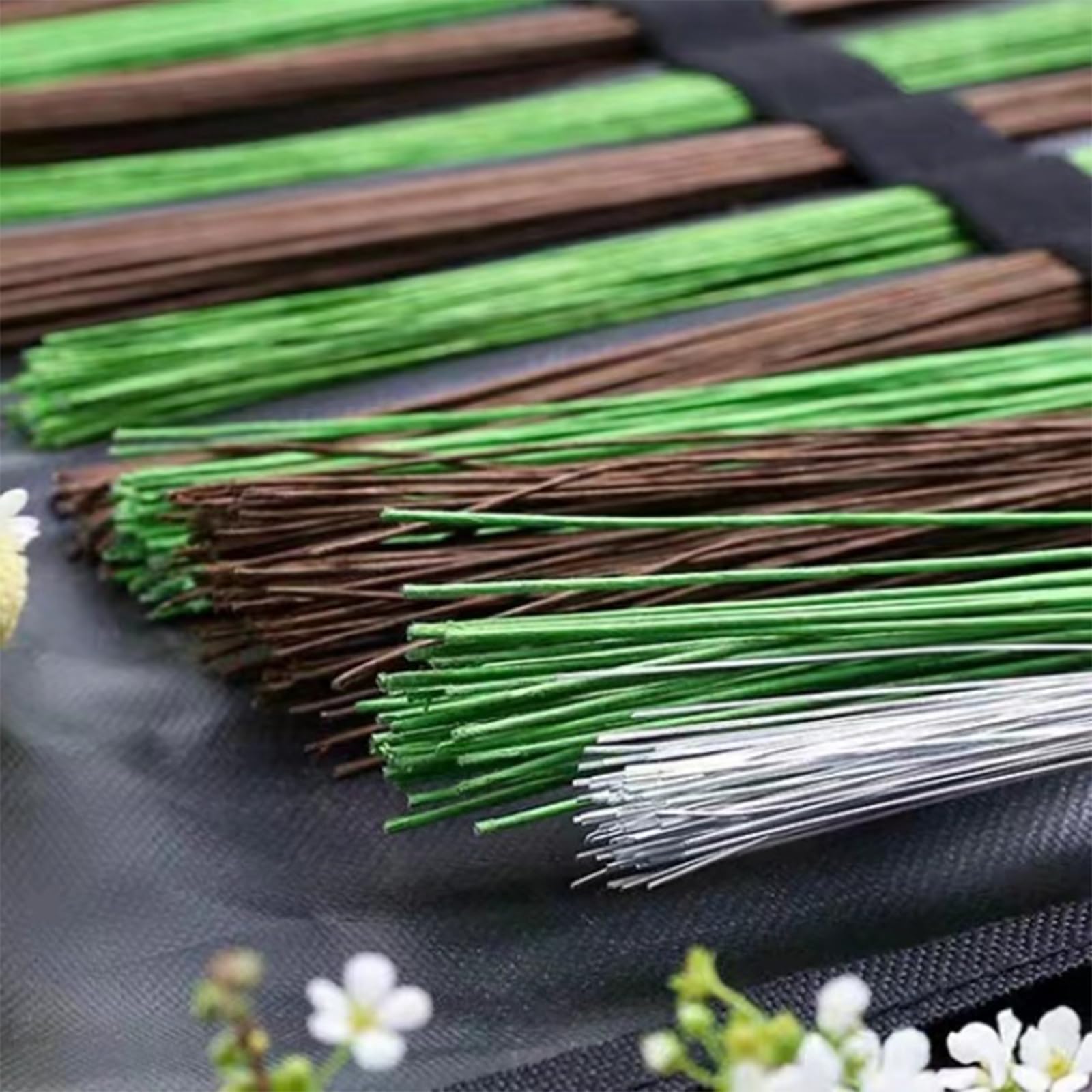 Kit Composition Florale - 3 Rouleaux Scotch Fleuriste + 100 Tiges Fil De Fer 35,5 Cm (Calibre 22) - Pour Bouquets, Arrangements, DIY