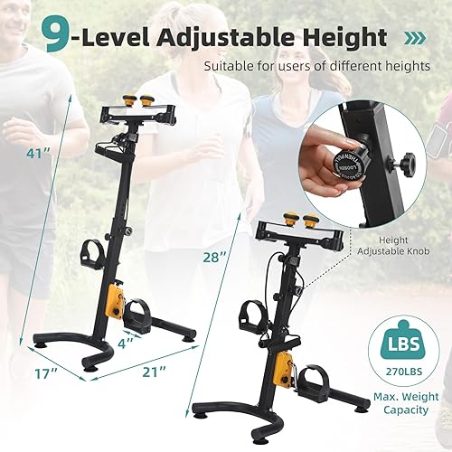 Miniatura 4 de MEETWARM Pedal Exerciser Under Desk Exercise Peddler Arm Leg Folding Mini Stationary Peddler Bike with LCD Display Portable Bicycle Exerciser Machine