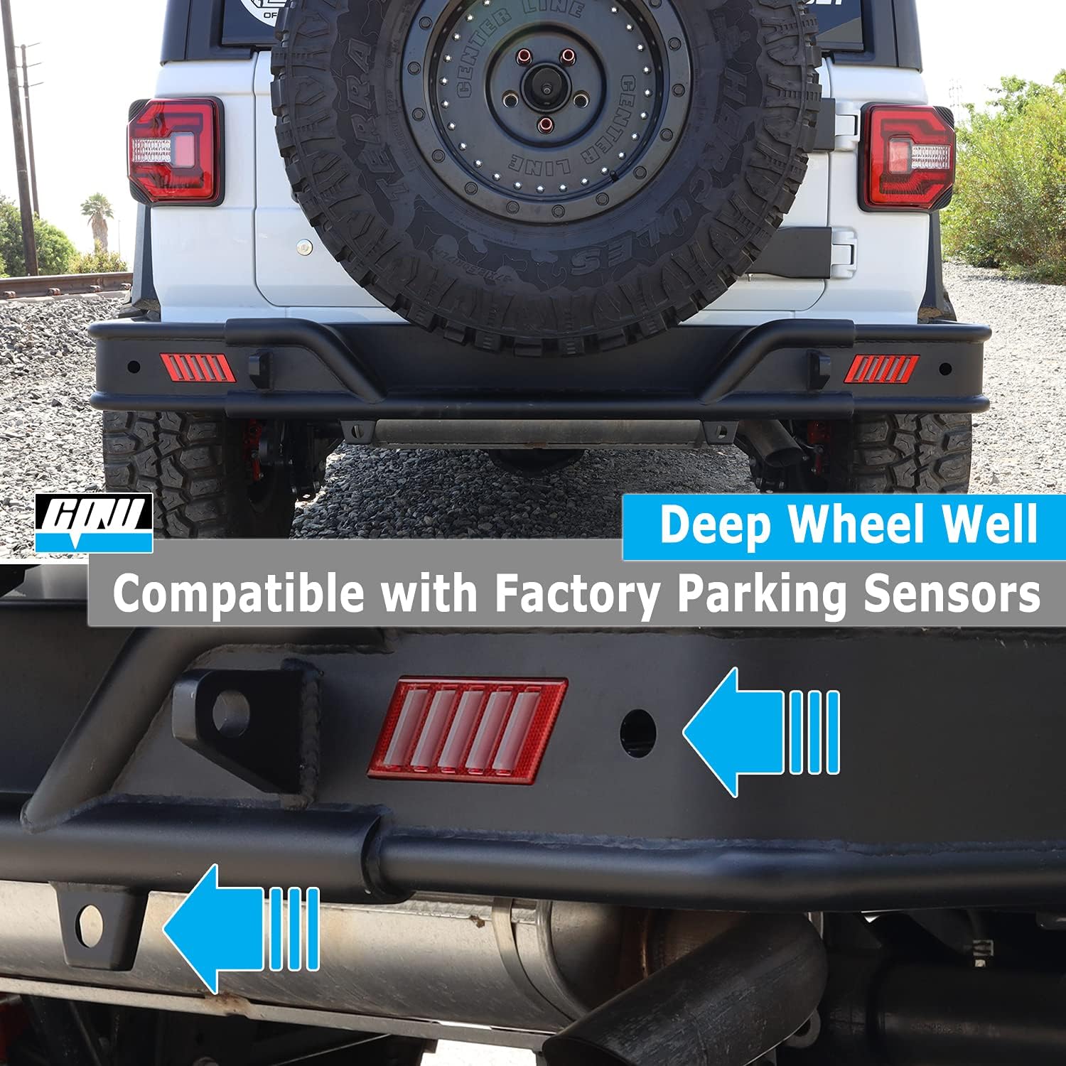 CPW Rear Bumper Compatible with 2018 2019 2020 2021 2022 2023 2024 2025 2026 Jeep Wrangler JL Steel Bumper (103 Style Rear)