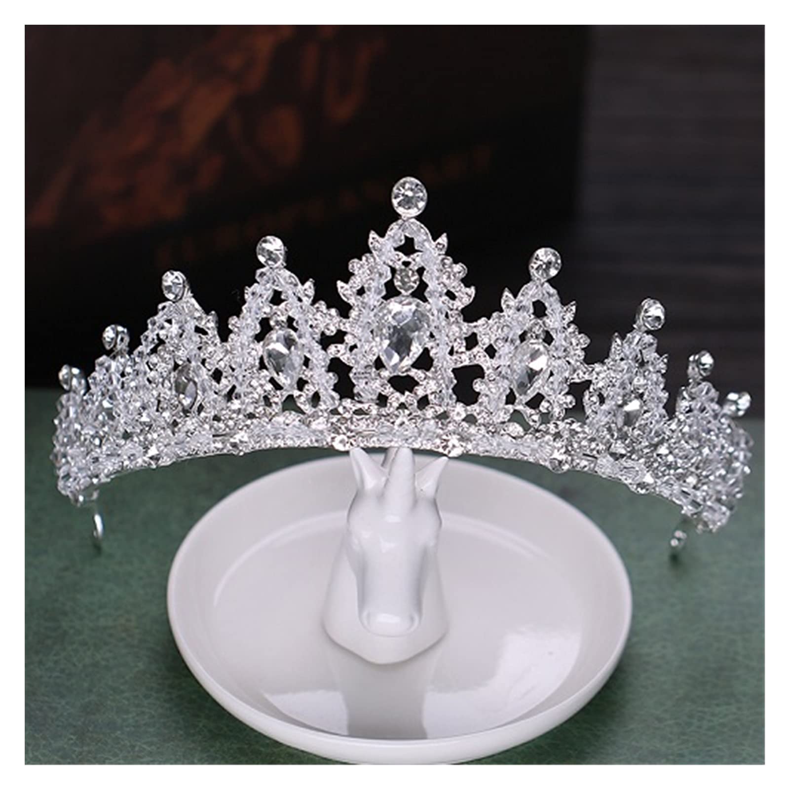 Barokowy luksusowy Rhinestone korona ślubna diadem ręcznie robiony srebrny kryształ Diadem diadem na ślub panny młodej akcesoria do włosów Tiara (kolor metalu: srebrny)
