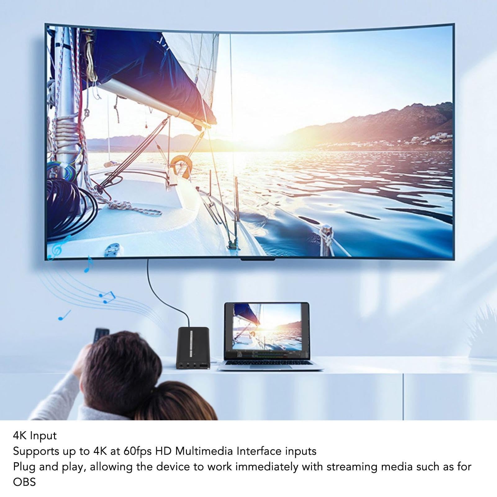 Scheda di Acquisizione Video 4K, Dispositivo di Acquisizione Video USB 3.0 con Porta da 3,5 Mm, Scheda di Acquisizione USB C per Streaming Live, Registrazione Video, Sale