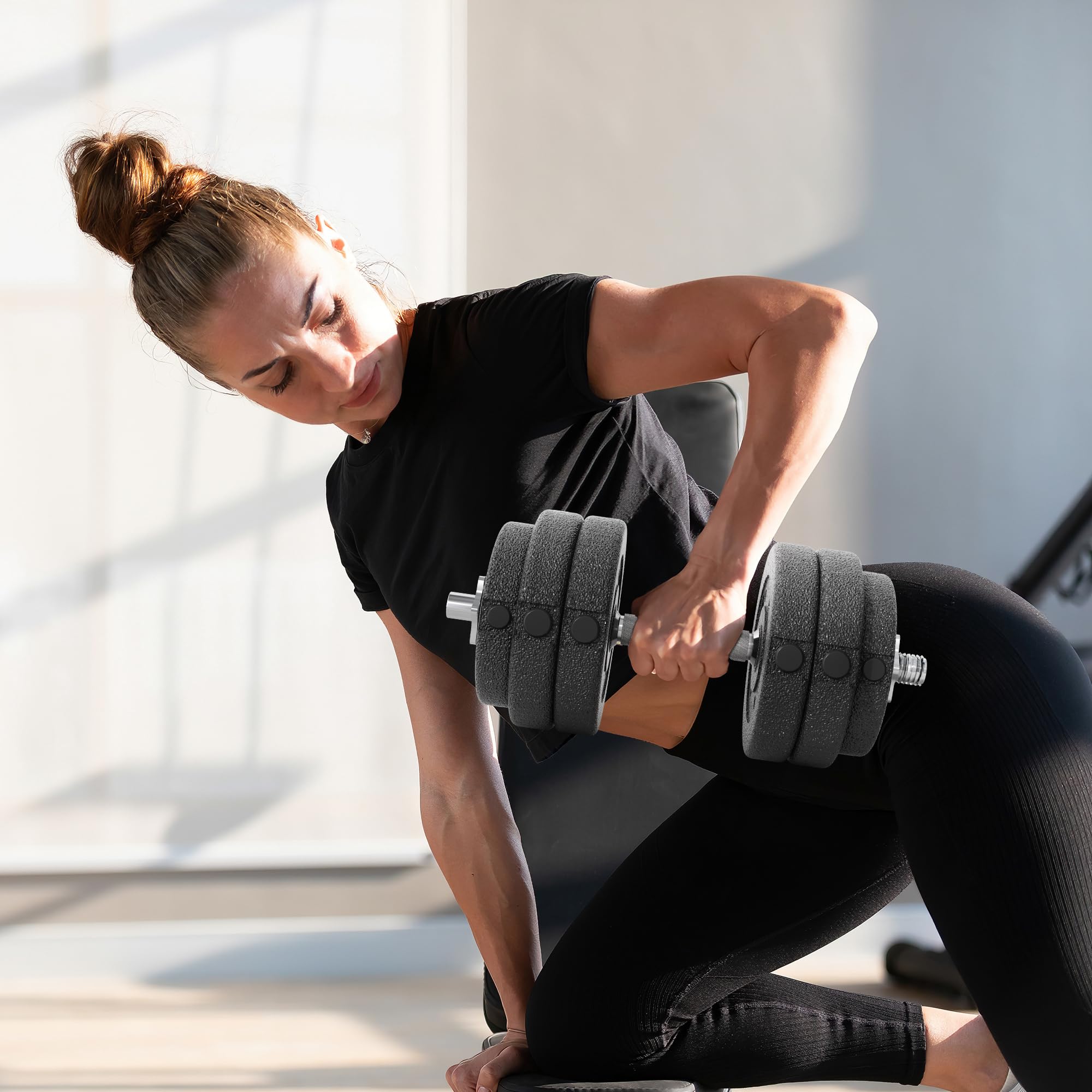 HOMCOM Juego de mancuernas ajustables de 30 kg, pesas de mano para el hogar, oficina, gimnasio, entrenamiento de levantamiento de fitness, color negro