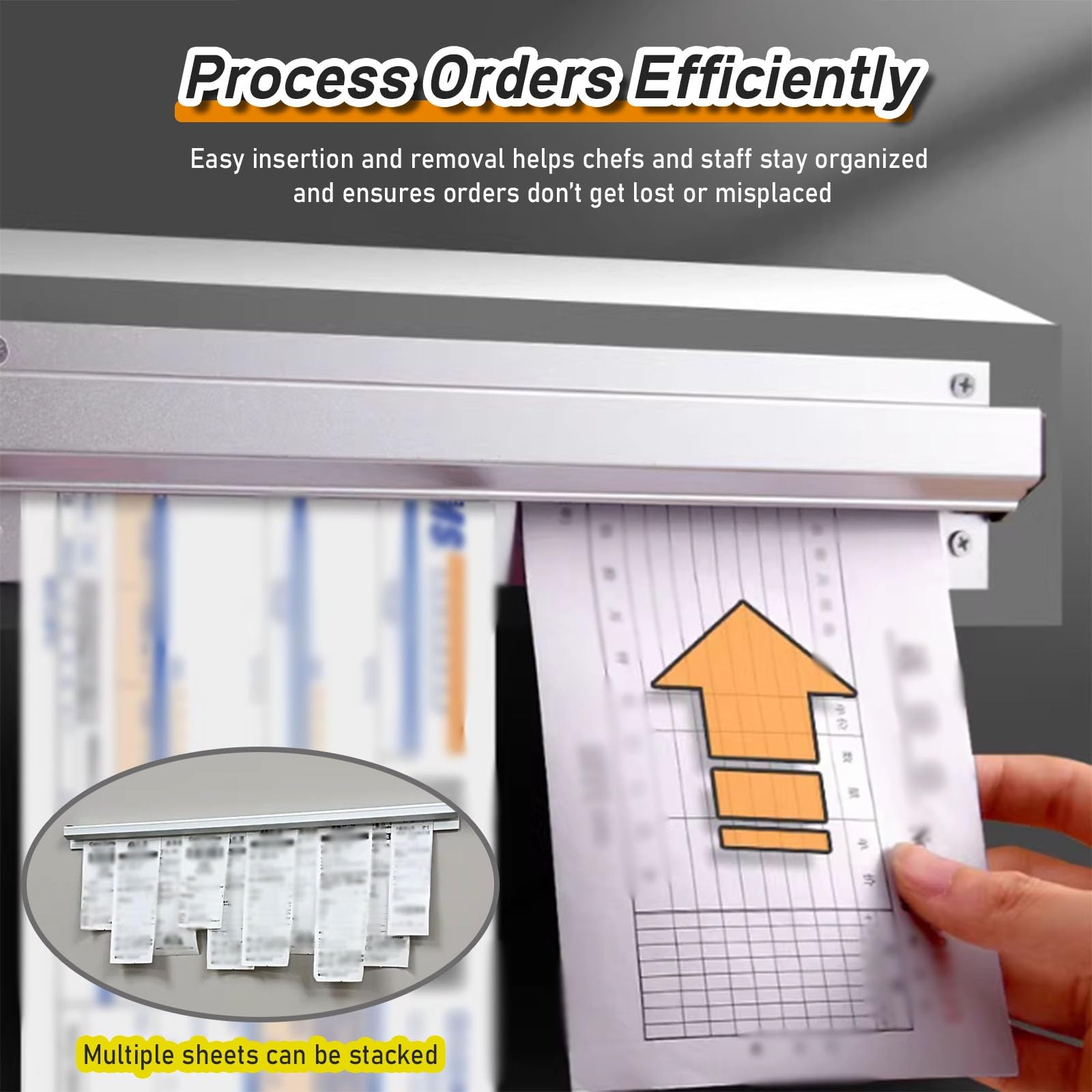HAIXHX comandero hosteleria Kitchen Ticket Holder Rail 36 Inch, Aluminum Order Display Track for Catering Restaurant Hotel Cafes, 1 2 3 4 PCS Self Adhesive Receipt Holders Strip with Screw(3pack)