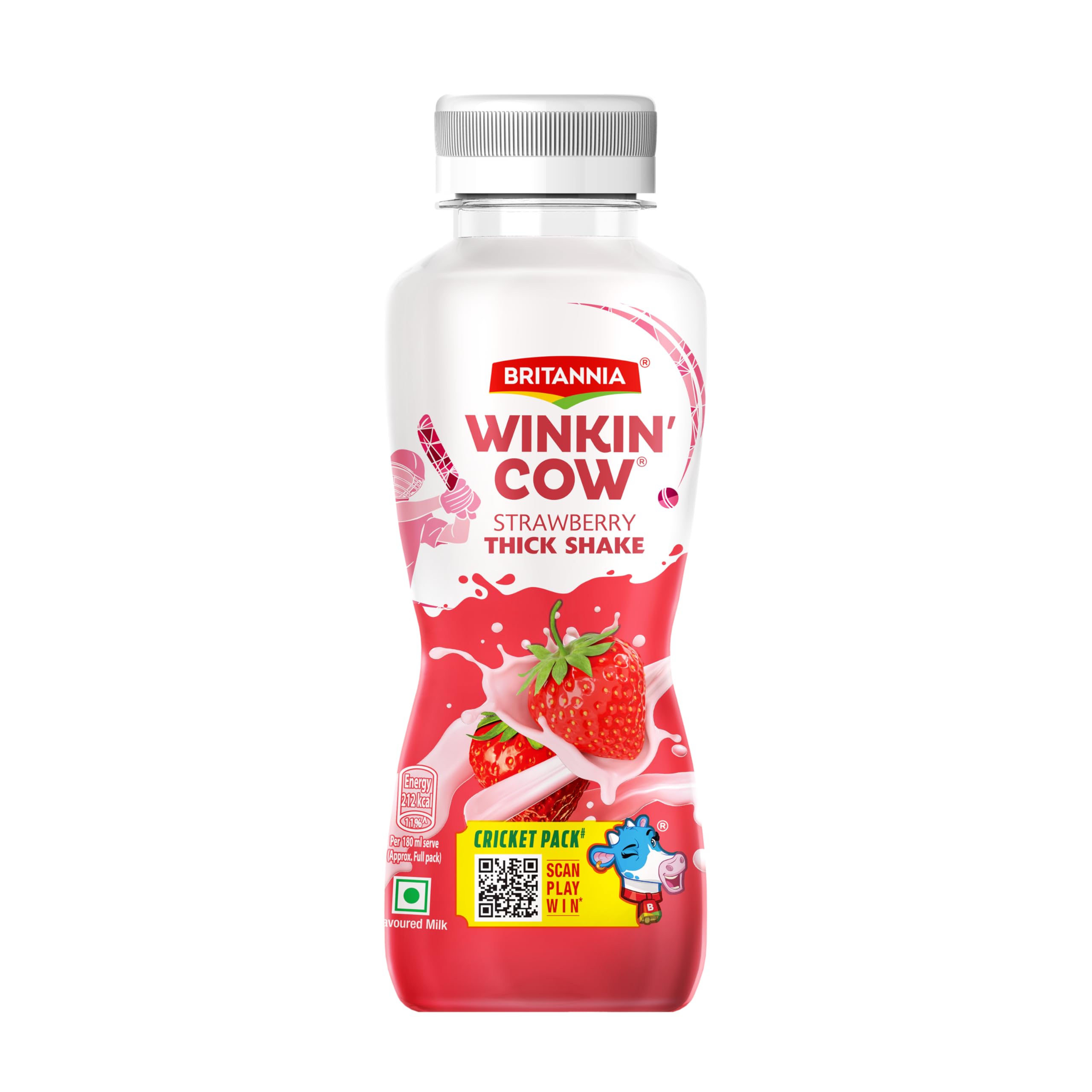 Britannia Winkin Cow Thick Milkshake Strawberry Pet Bottle, 180 Ml, Liquid-image-23