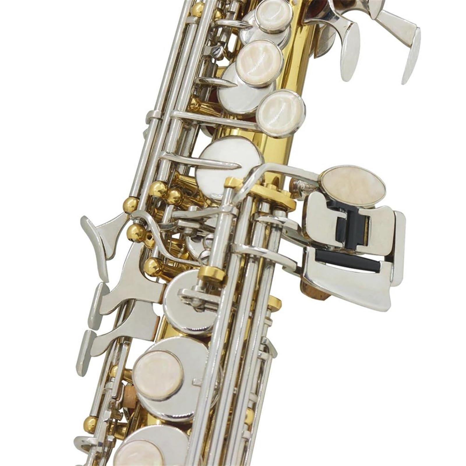 Saksofon Saksofon Sopranowy Bb Złoty Srebrny Dwukolorowy Mosiężny Saksofon Prosty Instrument Dęty Drewniany Instrument Muzyczny Ze Skórzanym Pudełkiem