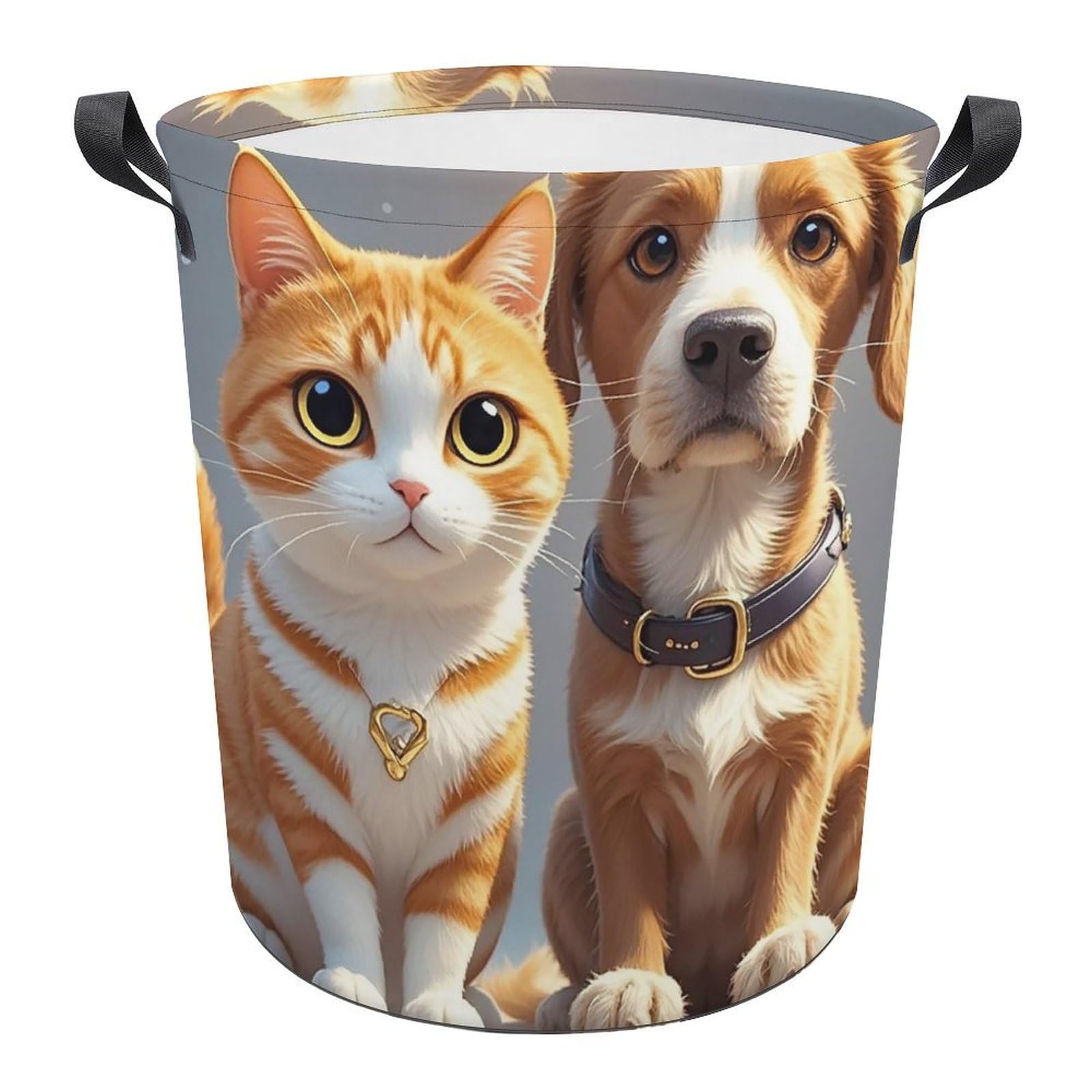 Panier à linge imprimé chats et chiens idéal pour organiser la salle de bain