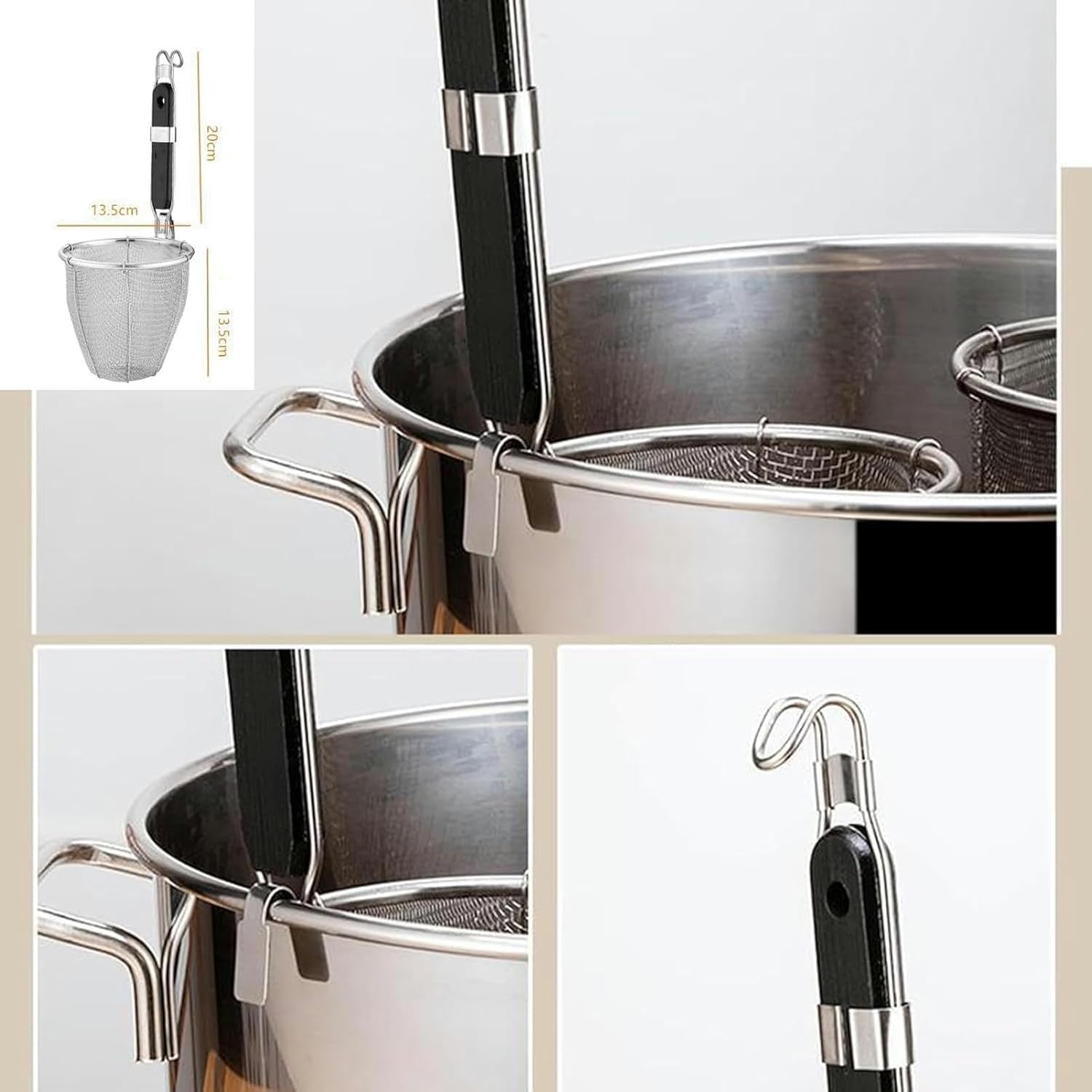 Cooking Pots,Pasta Pots Pasta Pot Stainless Steel Pasta Cooker, Stockpots with Divider and Colander Strainer, Home Kitchen Pasta Cooker Insert Set Steamer Pot,4 Holes