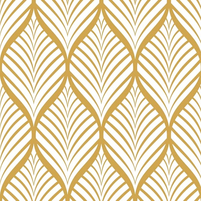 FENTIS Gold Stripe Wallpaper Peel and Stick Wallpaper Self Adhesive Contact Paper Sticky Back Plastic Vinyl Film Modern Wallpaper Removable Waterproof Roll for Kitchen 44.5x500cm