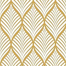 FENTIS Gold Strip Wallpaper Self Adhesive Contact Paper Plastic Adhesive Vinyl Film Modern Style Removable Waterproof Wall Sticker Roll for Kitchen Bathroom 44.5 x 500 cm