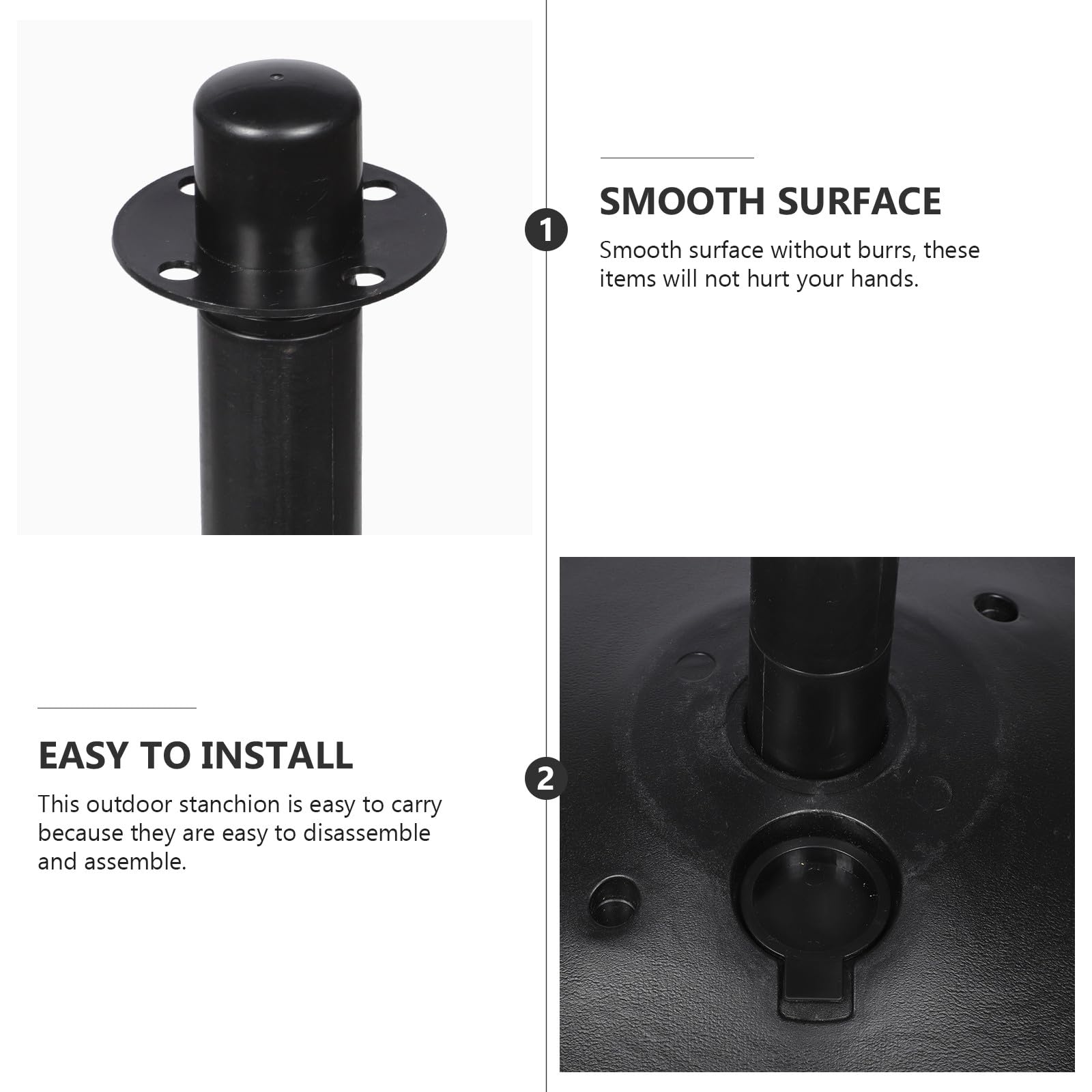 Outdoor Crowd Control Ber - Bolardo seguro de polietileno negro con suave, ideal para advertencia de entrada, eventos y apoyo seguro para el público