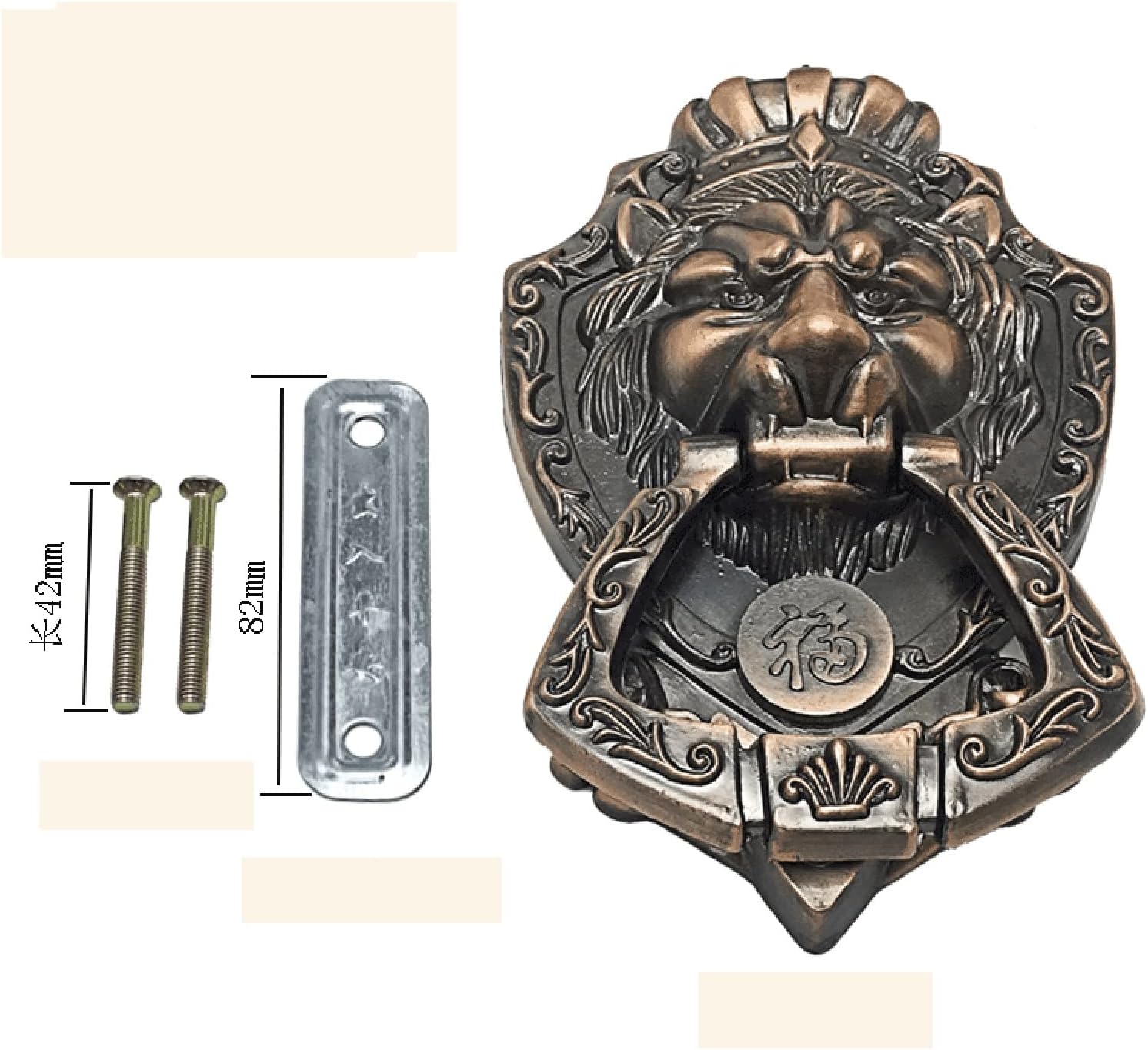 2 Pack Brass Door Knocker, Beast Head Lion Head Antique Door Knocker Handle, Antique Bronze Finish, Strong 3D Effect, Suitable As Front Door Drawer Wardrobe Chair Decoration Handle