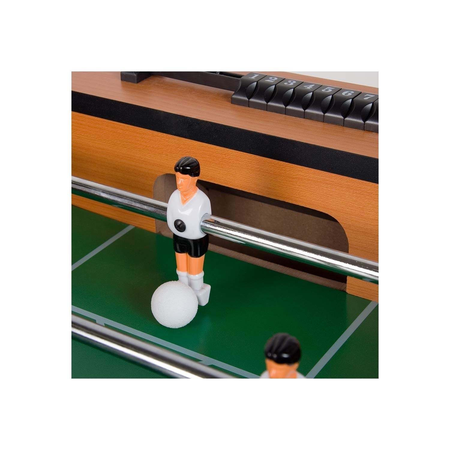 GAMES PLANET Tischfussball „Manchester“ Buche inkl. Zubehör Set, höhenverstellbare Füße, nahtlos hochgezogene Spielfeldecken, Tischkicker, Kicker, Kickertisch